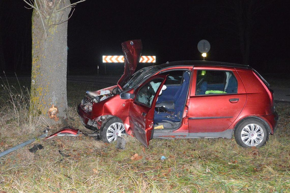 Zjechał z drogi w Świerżach i uderzył w drzewo Zjechał z drogi w Świerżach i uderzył w drzewo